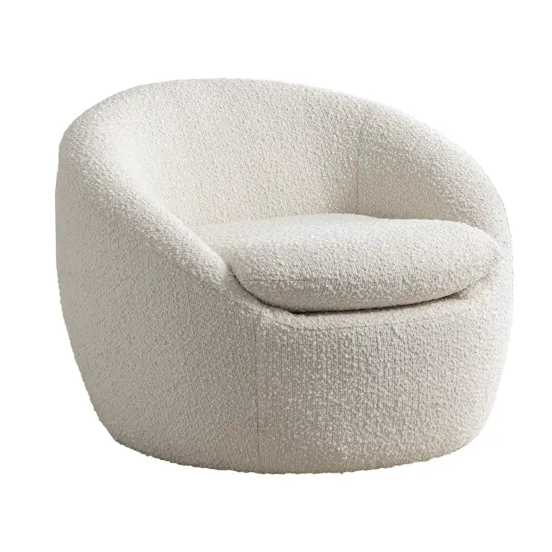 Swivel Barrel Chair - 360掳 Rotation - Boucle Fabric