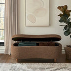 INK+IVY Bailey Taupe Boucle Flip Top Storage Bench
