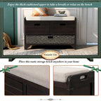 Wood Storage Bench with 2 Woven Baskets by Harper&Bright Designs
