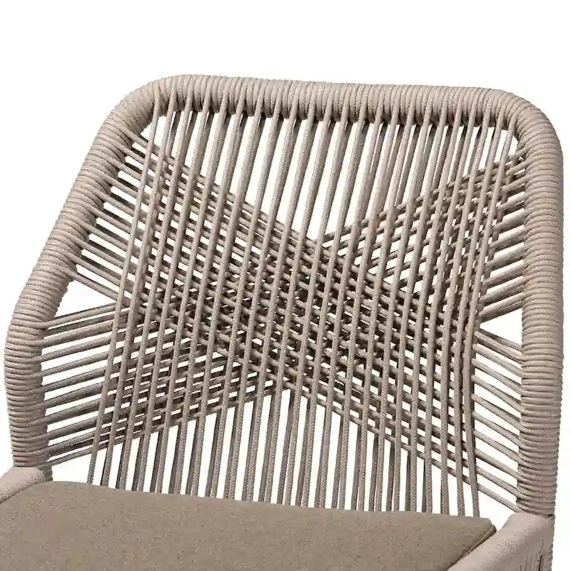 Modern Transitional-Style Rope-Woven Mahogany Dining Chair 鈥?Gray