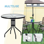 Costway 32 Outdoor Patio Round Table Tempered Glass Top