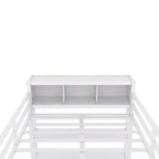 Off-White Metal Loft Bed with Desk and Wardrobe - Full Size