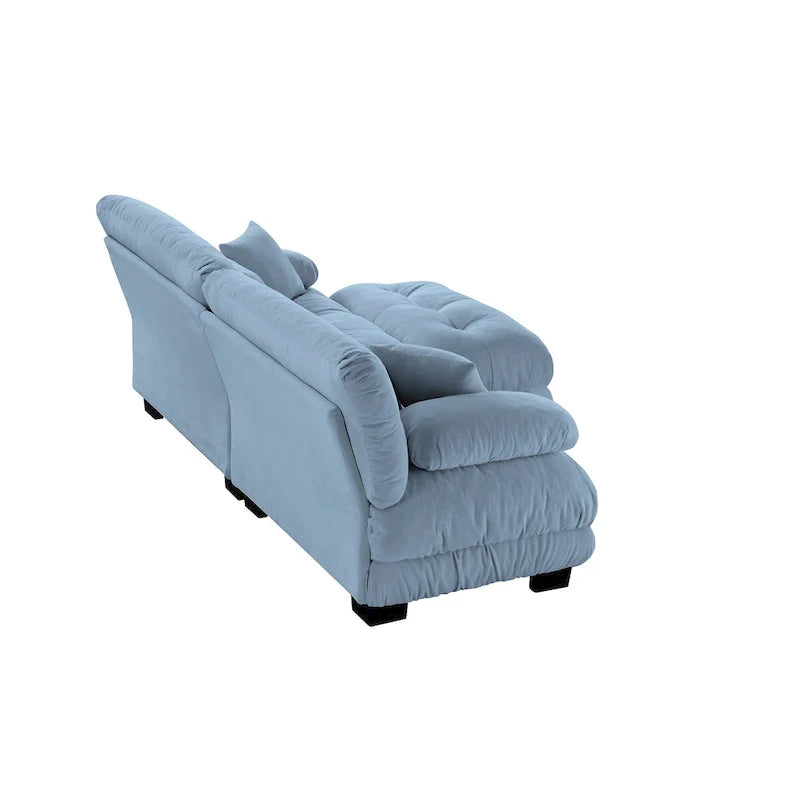 L Shaped Loveseat Sofa Chenille Sectional Couch with Lumbar Pillows