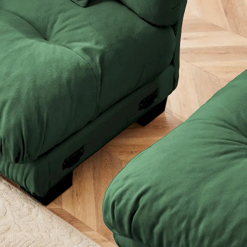L Shaped Loveseat Sofa Chenille Sectional Couch with Lumbar Pillows