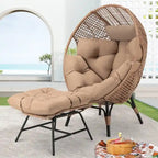 FINCATI Indoor Eggs Chair, 440 lbs Egg Chair Outdoor, Oversized Egg Chair with Ottoman, Luxury Cozy Egg Chair with Foot Rest
