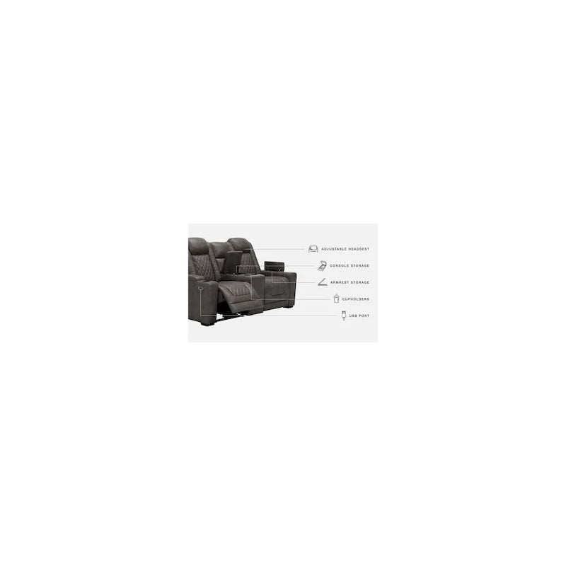 Signature Design by Ashley HyllMont Gray Power Reclining Loveseat with Console - 71.75  W x 39  D x 44  H