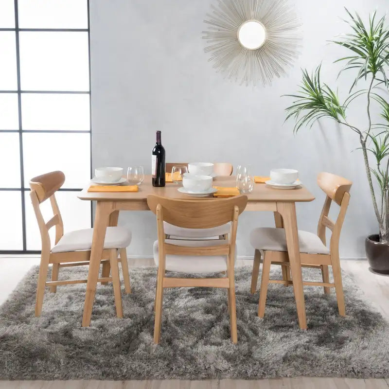 Idalia Fabric and Rubberwood 5-piece Wood Rectangular Dining Set by Christopher Knight Home