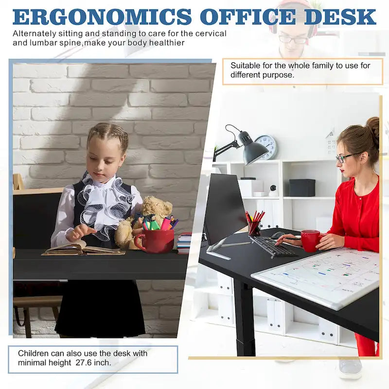 Futzca Height Adjustable Electric Standing Desk Sit Stand Computer Stand up Desk with Splice Board