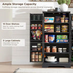 47 Farmhouse Kitchen Pantry, Storage Cabinet with Barn Doors - N/A