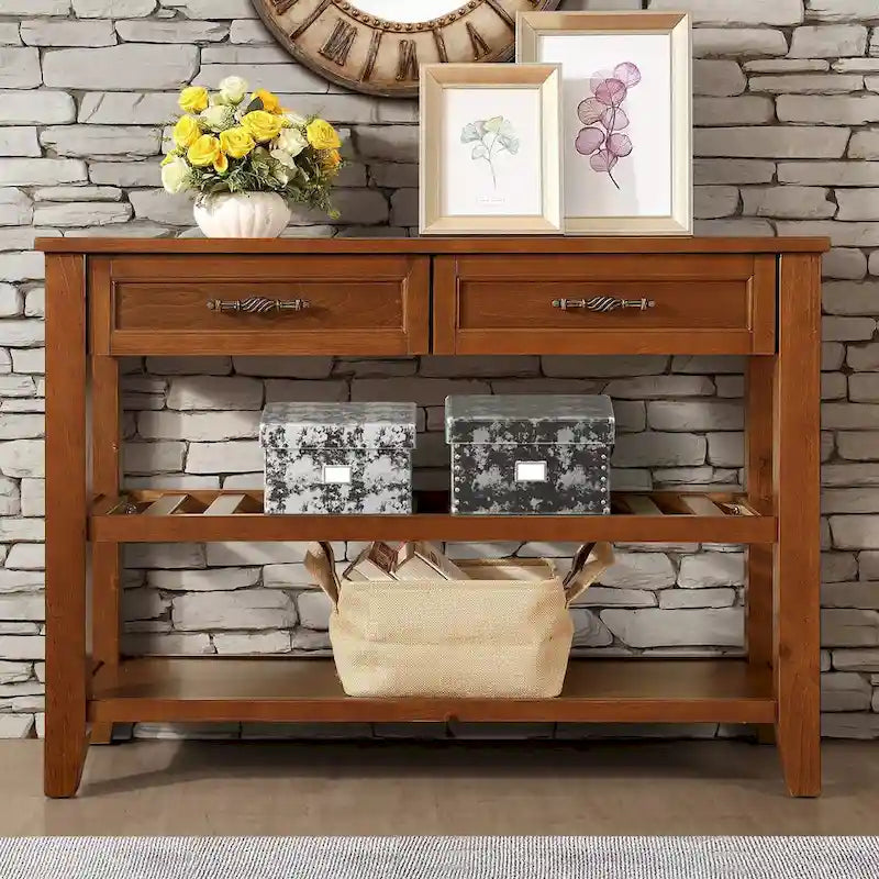 42 Console Sofa Table with Drawers and Tiers Shelves