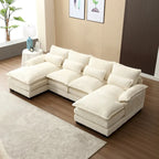 Sectional Sofa Cloud Couch for Living Room, Modern Chenille/Boucle U Shaped Couch, Comfy Modular Sofa Sleeper with Double Chaise