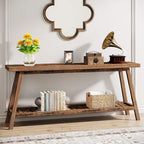 70.9 Inches Farmhouse Console Entryway Table 2 Tiers Narrow Long Behind Couch Sofa Table
