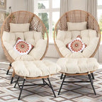 FINCATI Indoor Eggs Chair, 440 lbs Egg Chair Outdoor, Oversized Egg Chair with Ottoman, Luxury Cozy Egg Chair with Foot Rest