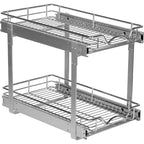Pull Out Cabinet Organizer 2 Tier  Heavy Duty Metal with Lifetime Limited Warranty - Anti Rust Chrome Finish