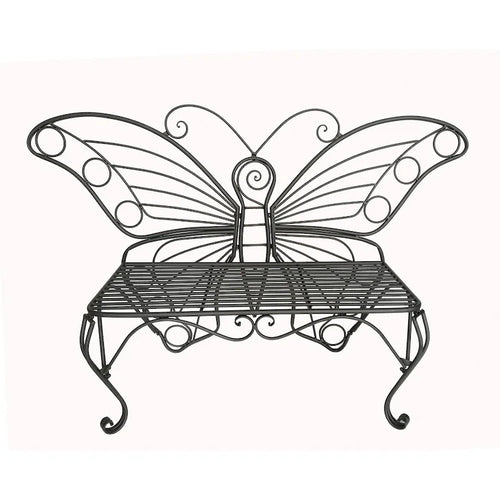 Antique Black Metal Butterfly Bench