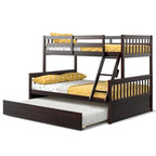 Gymax Twin Over Full Bunk Bed with Twin Trundle Convertible Platform