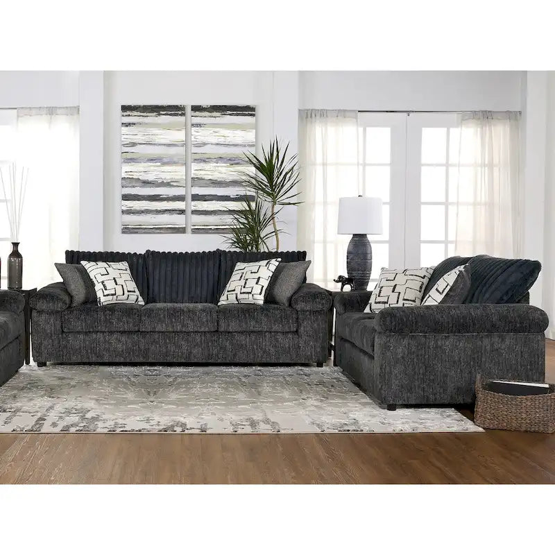 Roundhill Furniture Nason Wide Wale Corduroy Sofa and Loveseat Set