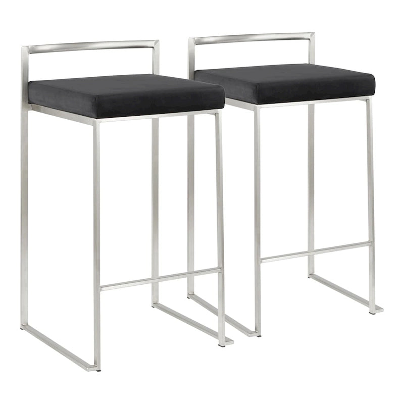 Silver Orchid Forrest Stainless Steel Stackable Fully Welded Counter Stool (Set of 2)