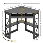 Corner Desk Small Desk with Outlets Corner Table for Small Space, Computer Desk with USB Ports Triangle Desk with Storage