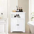Corner Cabinet 32 with 2 Doors and Adjustable Shelves for Home Storage - 25.4 x 12.8 x 33.3 in
