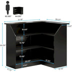 L-Shaped Bar Cabinet with Stemware Racks for Home Pub