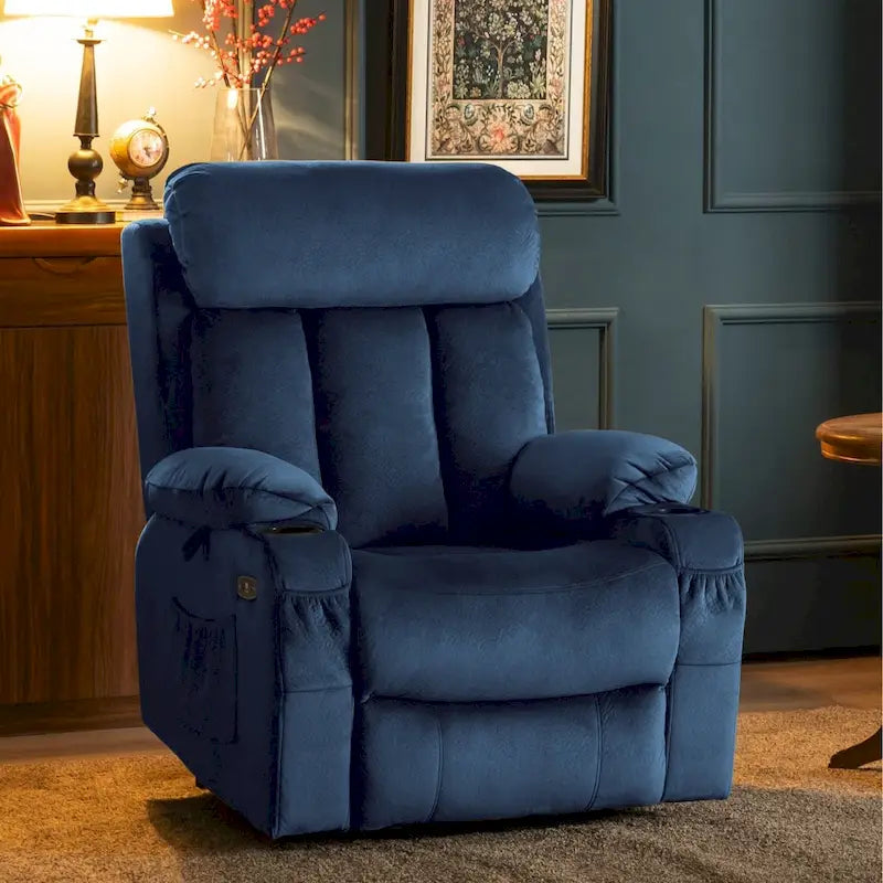MCombo Large Power Lift Recliner with Extended Footrest for Big and Tall Elderly People, Hand Remote, Cup Holders, Fabric 7426