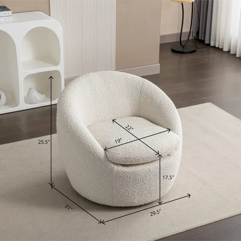 Swivel Barrel Chair - 360掳 Rotation - Boucle Fabric
