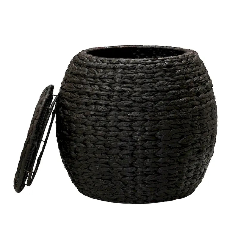Household Essentials Handwoven Barrel Wicker Storage Basket Side Table - 17.0L x 17.0W x 19.0H