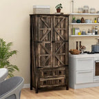64 Farmhouse Tall Kitchen Pantry Storage Cabinet with 2 Drawers & Doors