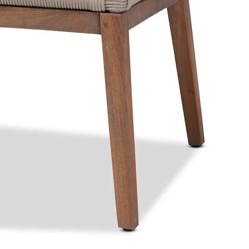 Modern Transitional-Style Rope-Woven Mahogany Dining Chair 鈥?Gray