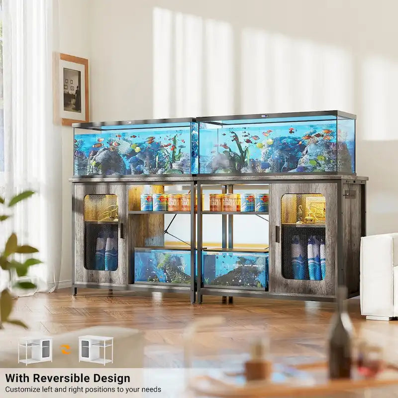 20-29 Gallon Fish Tank Stand with Power Outlets & LED Light
