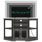 Farmhouse Corner TV Stand Entertainment Center Media Console for TVs up to 55 with Power Outlet