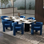 SEYNAR Modern Glam Velvet Upholstered Dining Chair, Open-Back Accent Chair Set of 6
