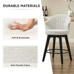 Swivel Bar Stools Set of 2, Upholstered Dining Room Chairs with Wide Backrest, Counter Height Chair with Metal Legs