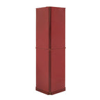 6 Shelf Corner Curio Display Cabinet with Lights, Mirrors and Adjustable Shelves, Cherry