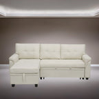 Reversible Sectional Sofa with Pull-Out Sleeper Bed, Hidden Storage Chaise, Durable Legs,