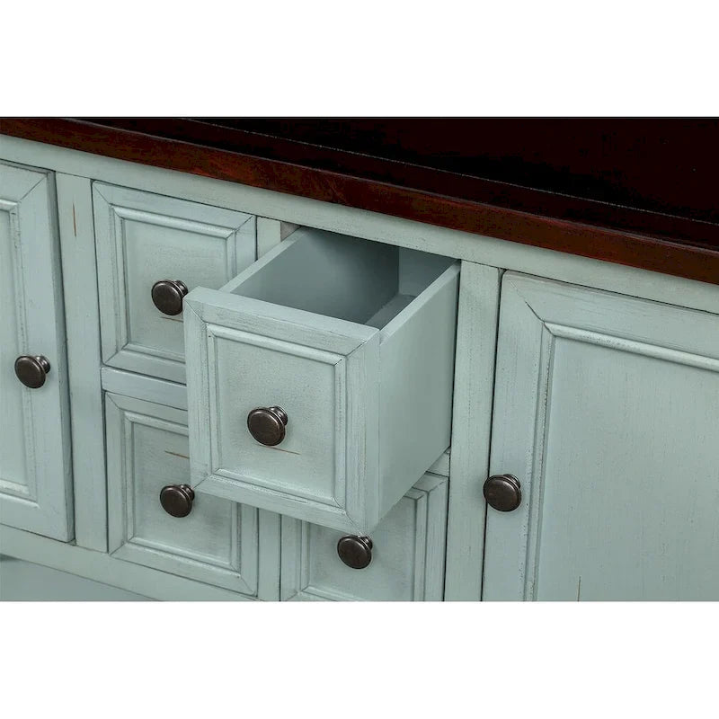 Retro Style Buffet Sideboard Wood Console Table with Bottom Shelf, Easy Assemble, for Living Room, Kitchen, Entryway