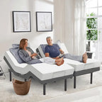 Adjustable Bed Frame with Medium Gel Memory Foam Mattress, Dual Massage, USB Ports, App, Remote