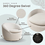 Swivel Barrel Chair - 360掳 Rotation - Boucle Fabric