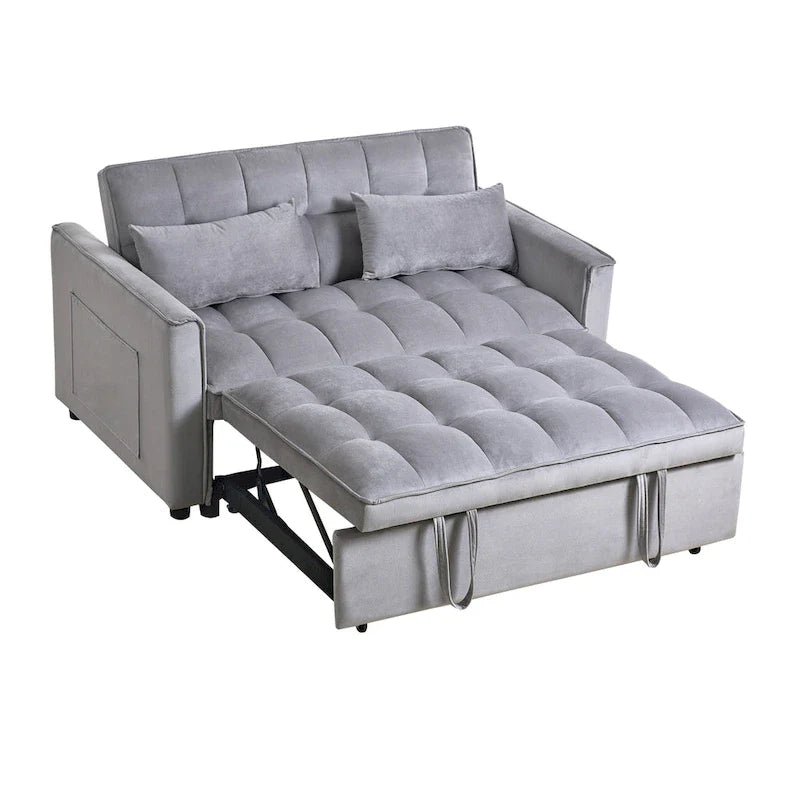 Modern Velvet Futon Loveseat with Reclining Backrest & Pockets, Seats 2 鈥?Dark Gray / Light Gray / Blue / Black
