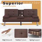Homall Futon Sofa Bed Convertible Lounge Couch Sofa with Cupholders & Pillows