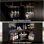 L-Shaped Bar Cabinet with Stemware Racks for Home Pub