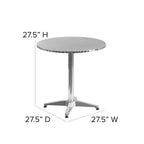 27.5  Round Aluminum Smooth Top Indoor-Outdoor Table with Base