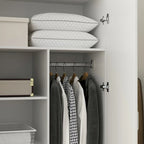 2-Door Wardrobe Armoires Freestanding Bedroom Armoire with Hanging Rod