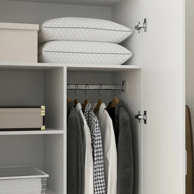 2-Door Wardrobe Armoires Freestanding Bedroom Armoire with Hanging Rod