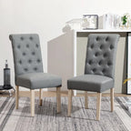 5 Piece Dining Table Set, Wooden Kitchen Furniture Set, Round Table with Cross-Buck Pedestal Base and 4 Tufted Chairs