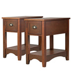 Gymax Set of 2 Contemporary Side End Table Compact Table w/ Drawer - 13  X 22  X 23  (L X W X H)