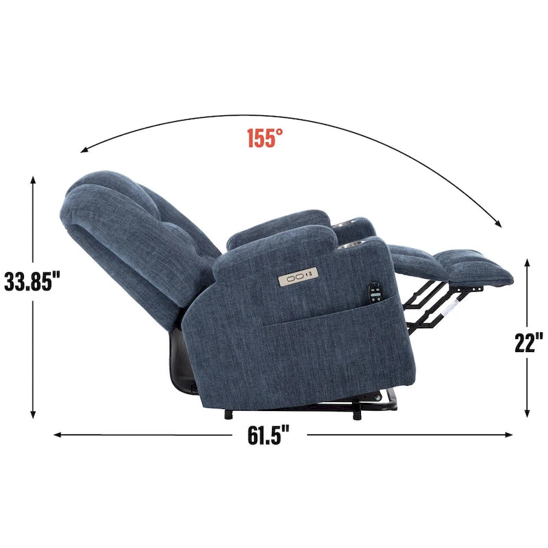 Power Lift Recliner Chair with Massage and Heat, Lazy Boy Overstuffed Wide Recliners w/USB, Type C Ports & 2 Steel Cup Holders