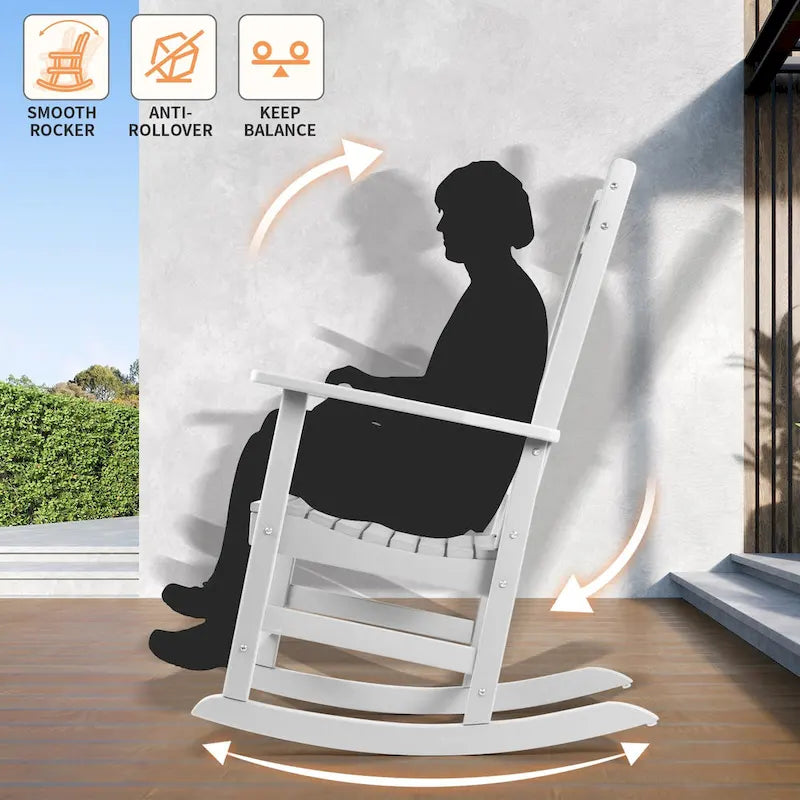 Vrakae All Weather Outdoor High Back Rocking Chair Set of 2