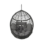 Waterproof Outdoor Wicker Hanging Basket Chair with Cushions, Hammock Seat - 300 lbs Capacity